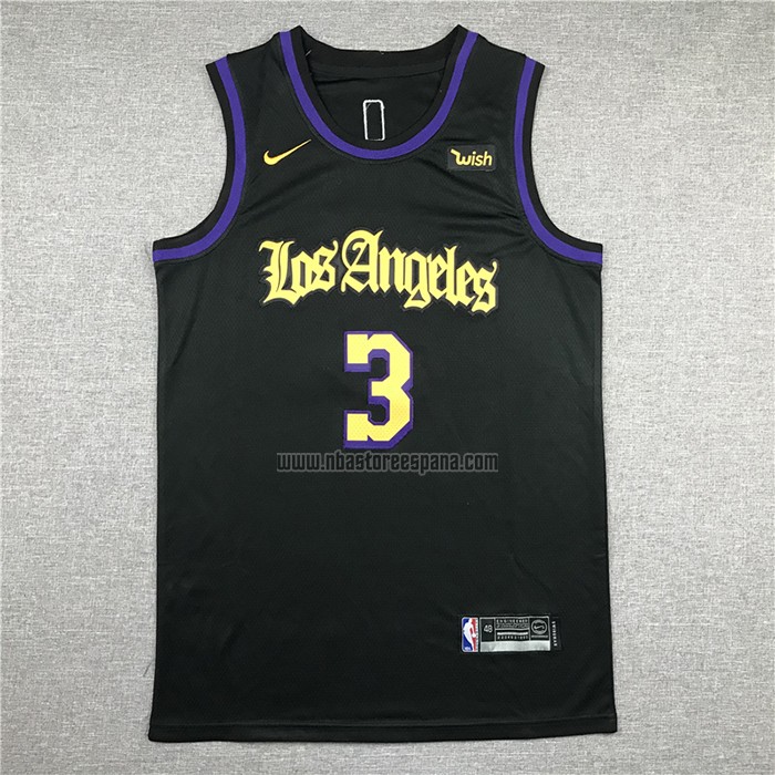 Camiseta Los Angeles Lakers Anthony Davis NO 3 Ciudad 2019-20 Negro